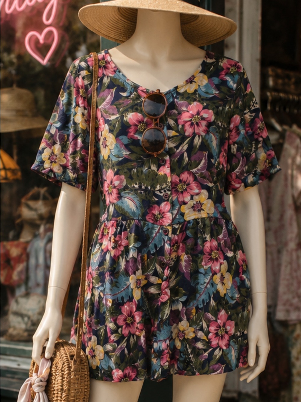 🌸90’s Floral Button-Front Cottagecore Romper🌸